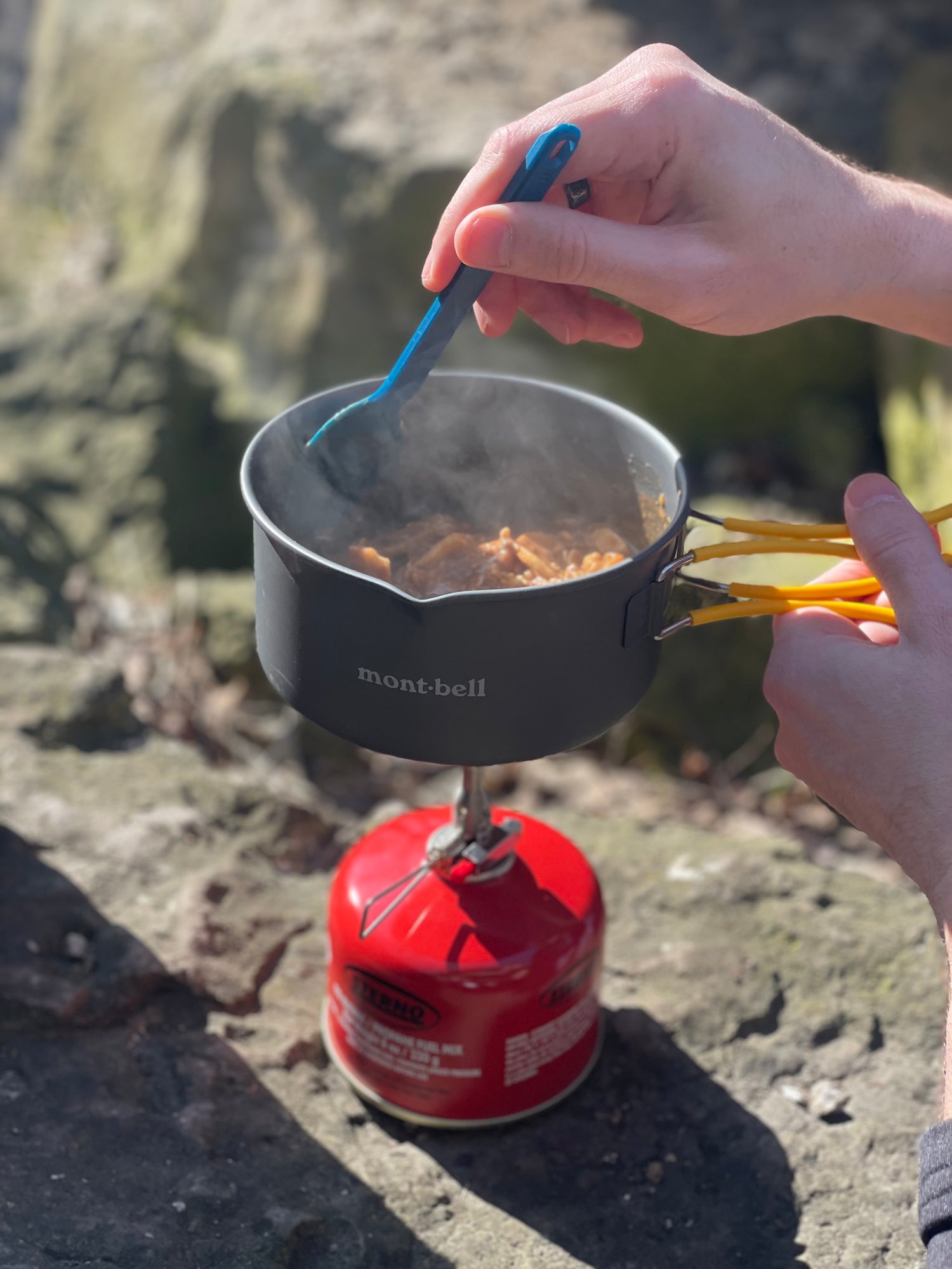 Cooking RightOnTrek Banana Bread Oatmeal on a camp stove