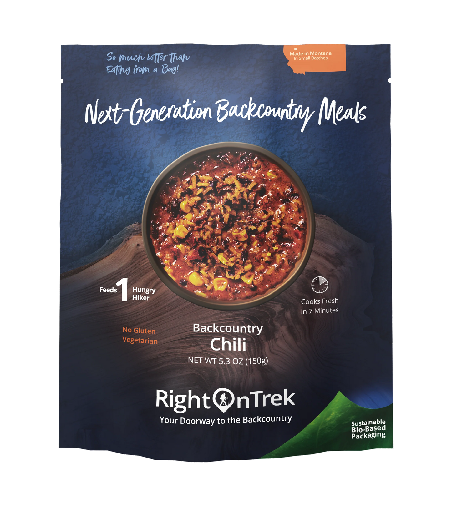 RightOnTrek backcountry chili feeds 1 person