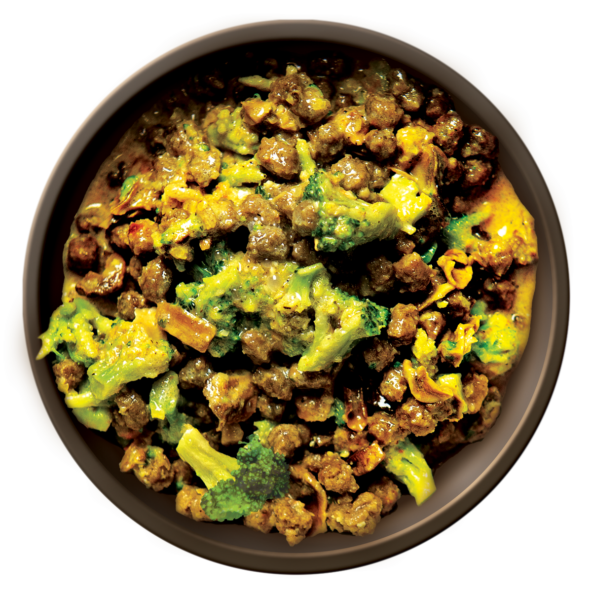 RightOnTrek broccoli beef stroganoff meal in bowl