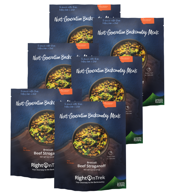 RightonTrek broccoli beef stroganoff backcountry meal bundle