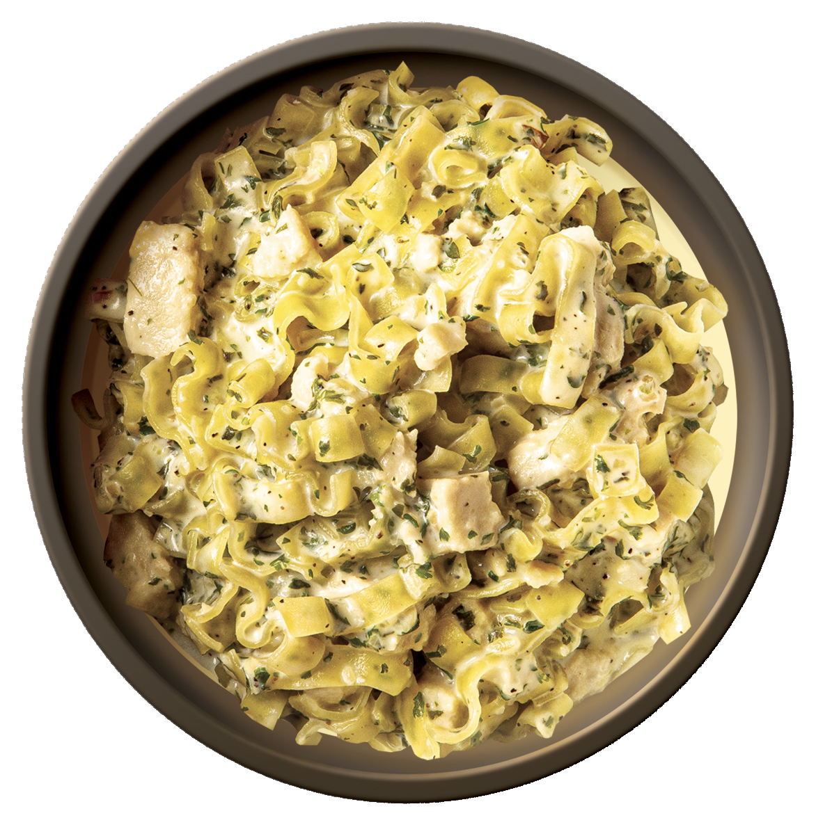 RightOnTrek chicken alfredo pasta meal in a bowl