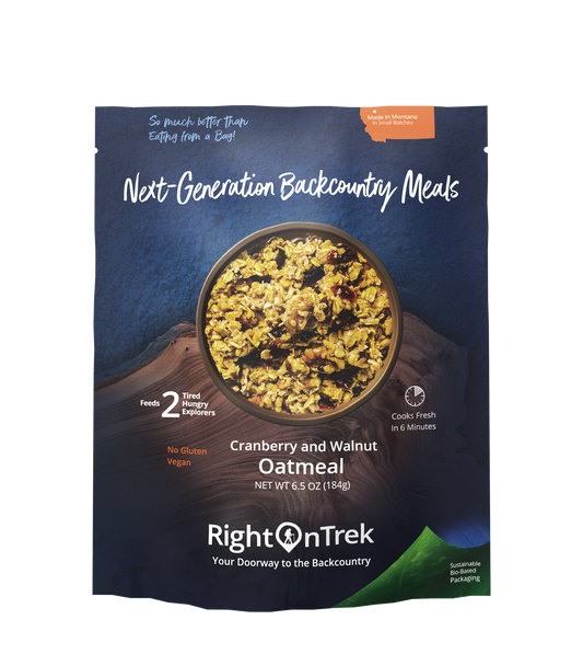 RightOnTrek cranberry and walnut oatmeal feeds 2 people