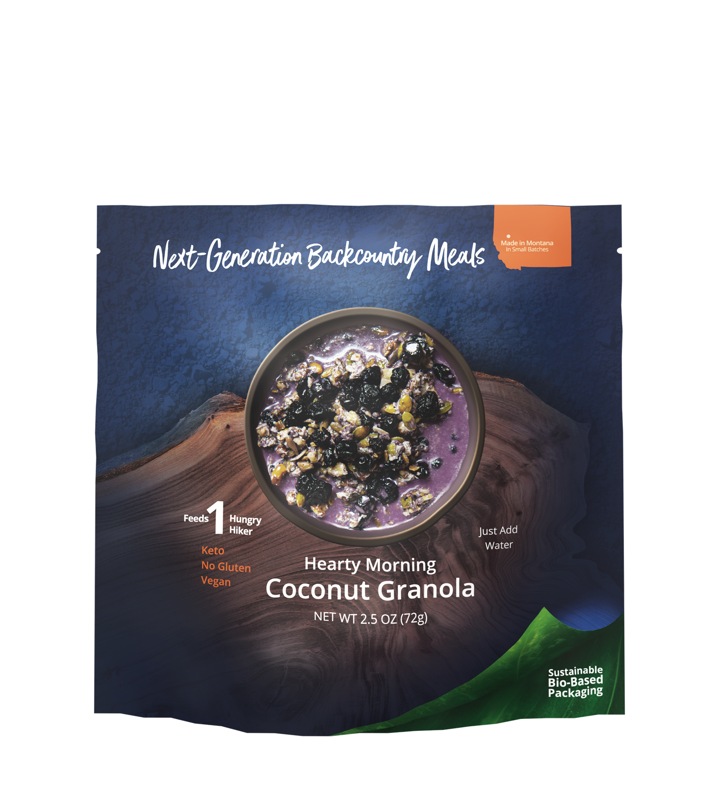 RightOnTrek hearty morning coconut granola that feeds 1 person