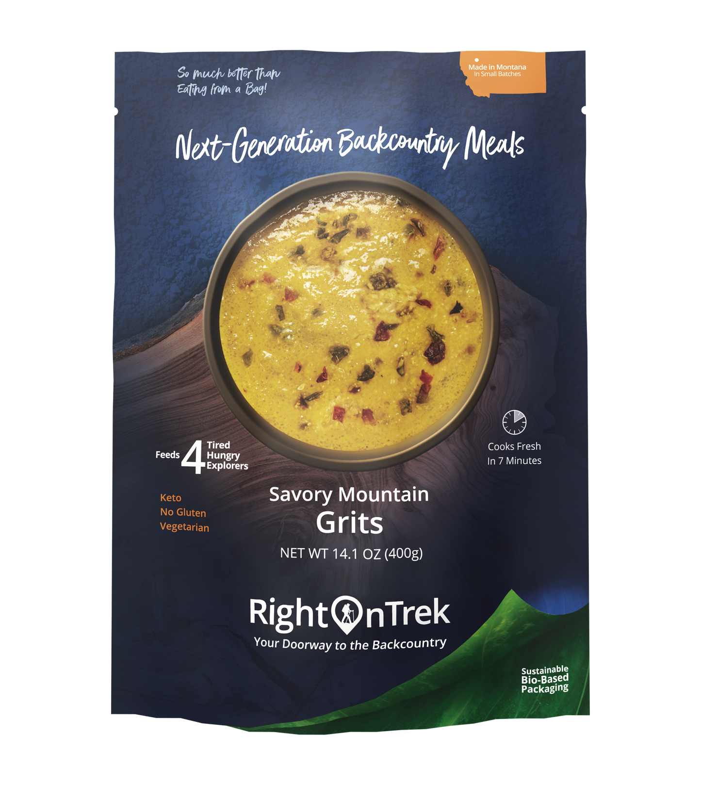 RightOnTrek savory mountain grits feeds 4 people