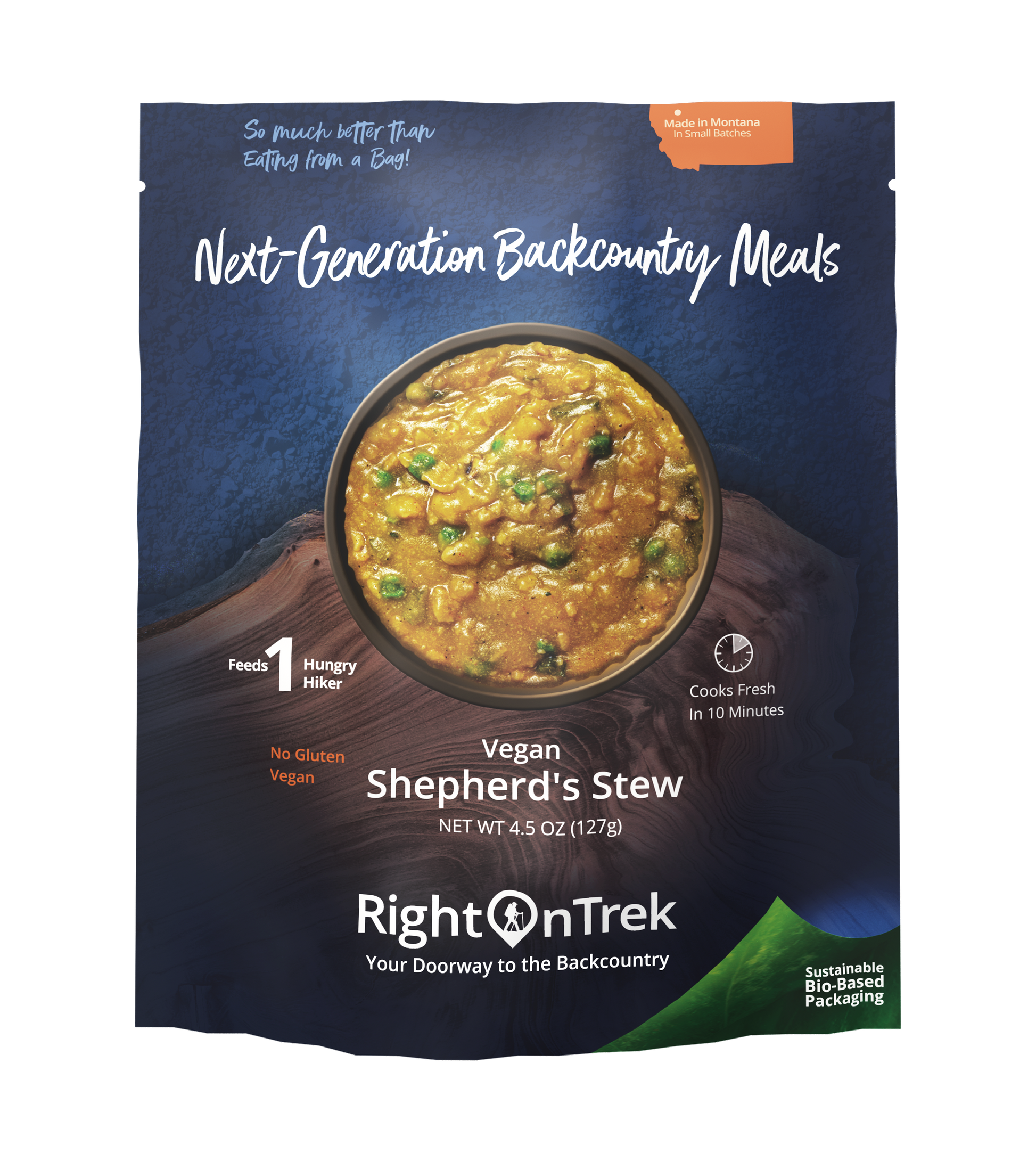RightOnTrek vegan shepherd's stew feeds 1 person