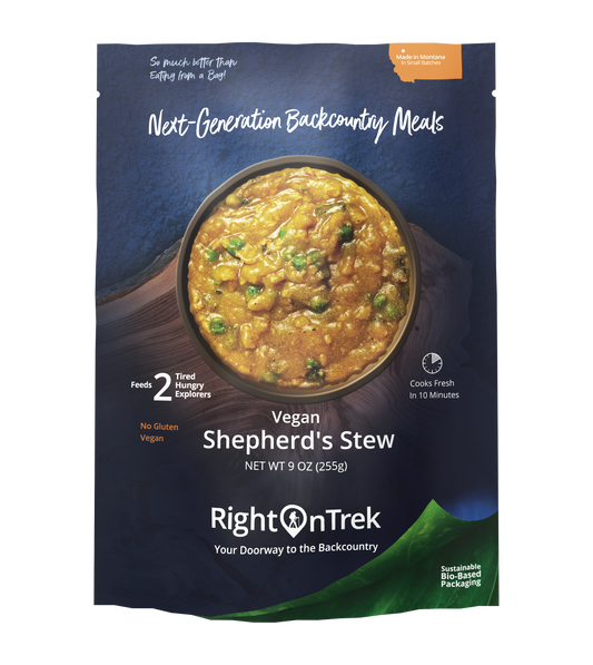 RightOnTrek vegan shepherd's stew feeds 2 people